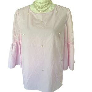 Philosophy republic clothing women’s pink cotton blouse top w/pearls size m